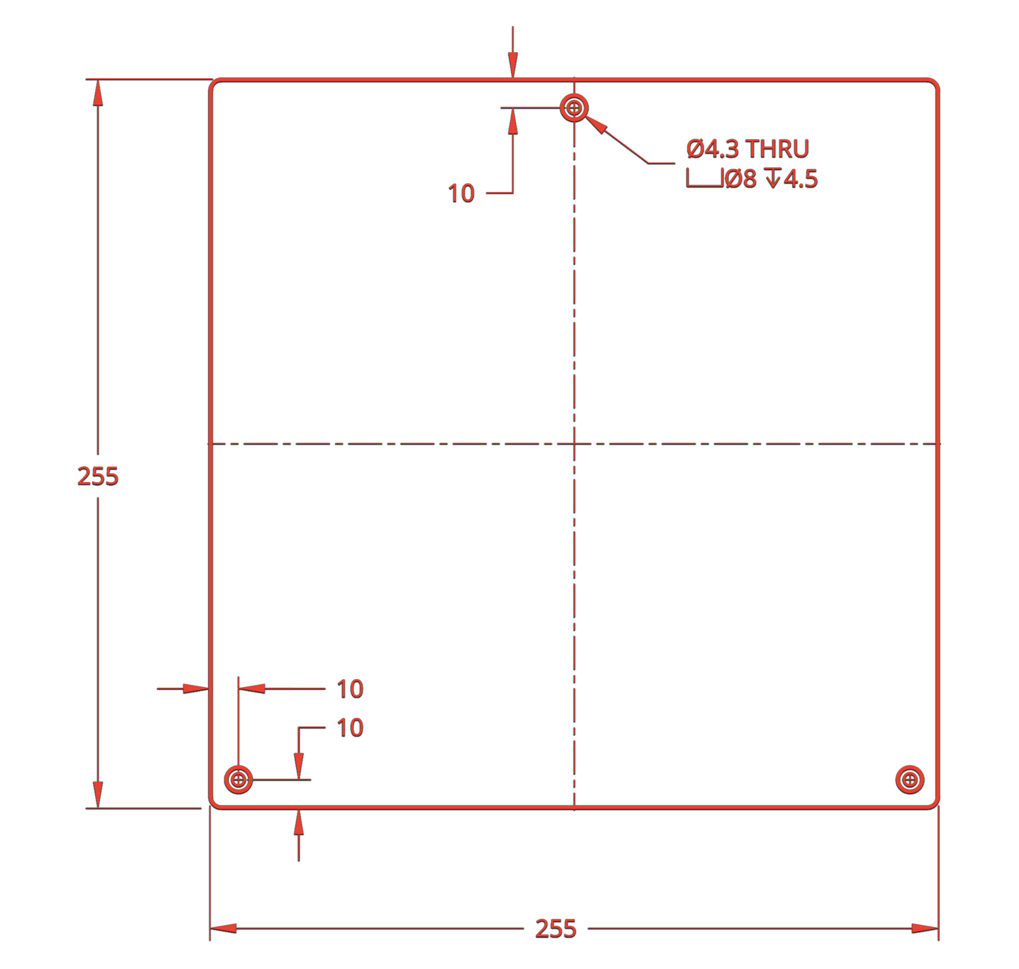 255x255 bed drawing